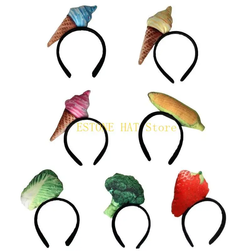 49MF Fruit and Vegetable Headbands for Women Halloween Styling Hair Accessories Party Costume Headpiece Gift for Girls