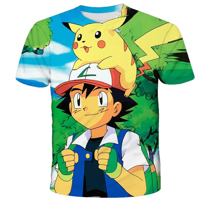 Camiseta informal de moda Pokemon niños niñas disfraz camiseta de manga corta Pokemon novedad de verano camiseta Pikachu Cosplay niños 3D