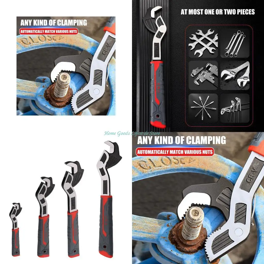 

E74E Functional Auto Adjusting Wrench With Ergonomic Handle Pipe Clamp Wrench Perfect For Automotive And Household Repairs