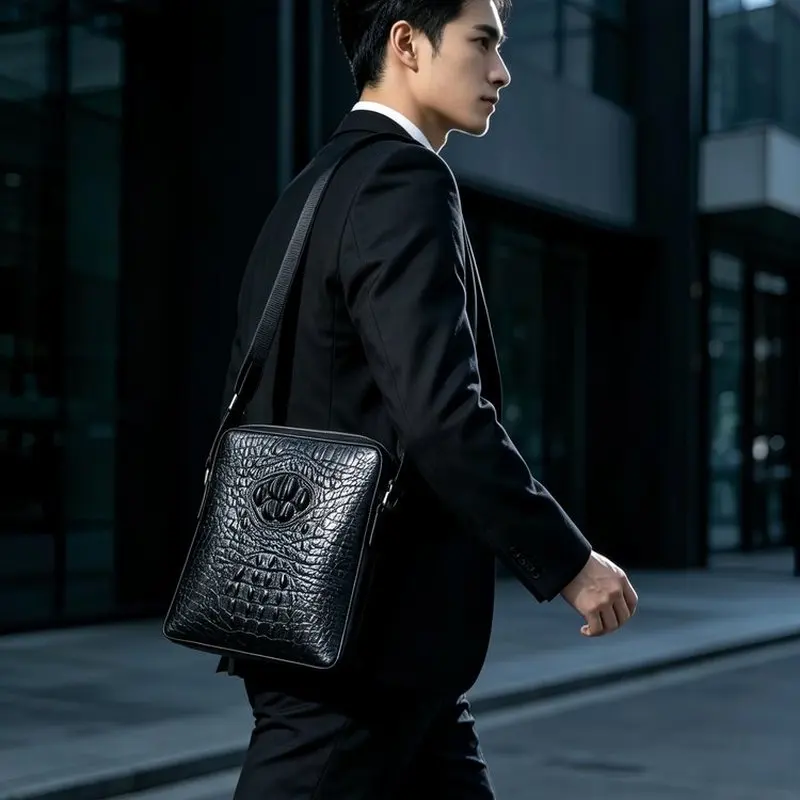 New Men's genuine lesther crocodile skin business design shoulder bags crossbody bags bag for man sacoches hommes сумка