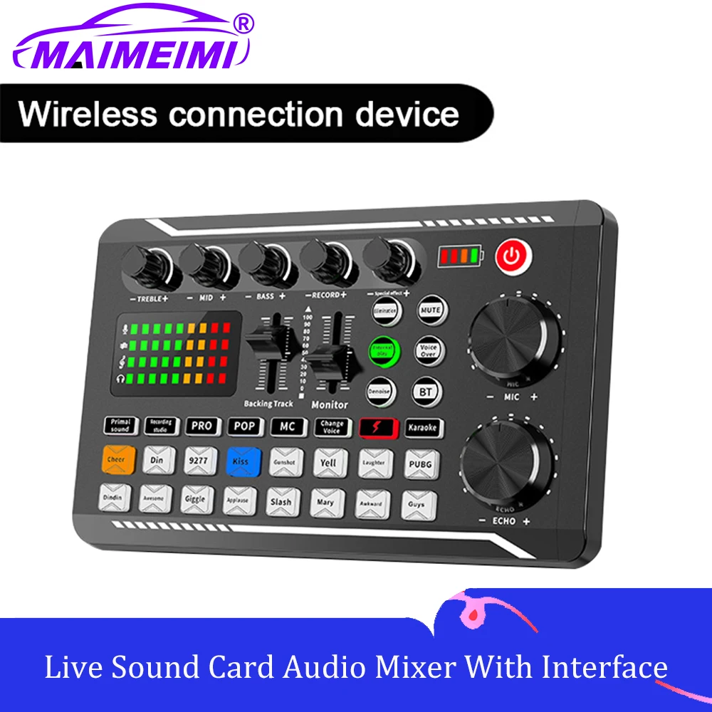 

Звуковая карта для живых выступлений, DJ-микшер, Bluetooth-совместимая звуковая карта, консоль для студийной записи, звуковая карта для прямых трансляций и пения.