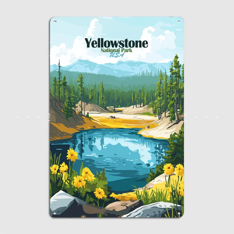 Yellowstone National Park Travel Poster Metal Sign Life Wall Custom Bedroom Indoor Home Wall Decor Posters Room Decoration