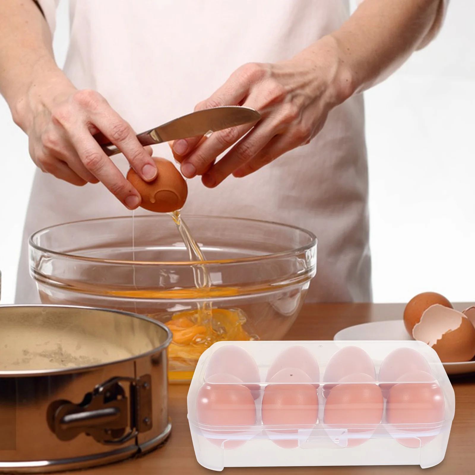 

8 Eggs Storage Box Durable PP Material Lock Design Safe Container Camping Picnic Kitchen Accessories Save Space Fridge Egg Box