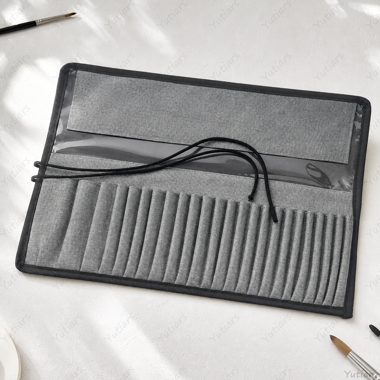 24 Pocket Brush Roll Organizer Empty Canvas Case Portable Artist Brush Storage Bag For Watercolor Acrylic Oil Painting Supplies