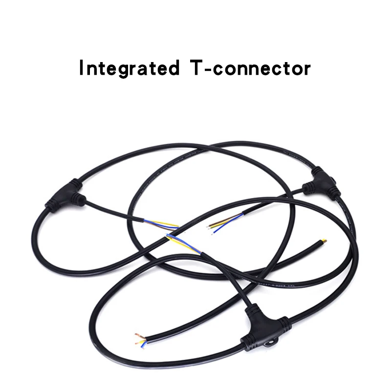 T-Type Waterproof Connector Tee Outdoor Light String 2 pin 3 pin 4 pin 0.75 Square Wire Connector Line Lighting Connect Cable