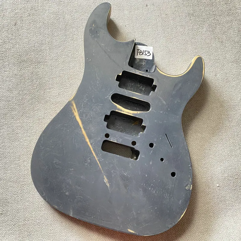 

FB153 Vintage Black Paints Solid Wood Electric Guitar Body HSH Pickups 2 Pivots Tremolo Bridges DIY Replace with Damages