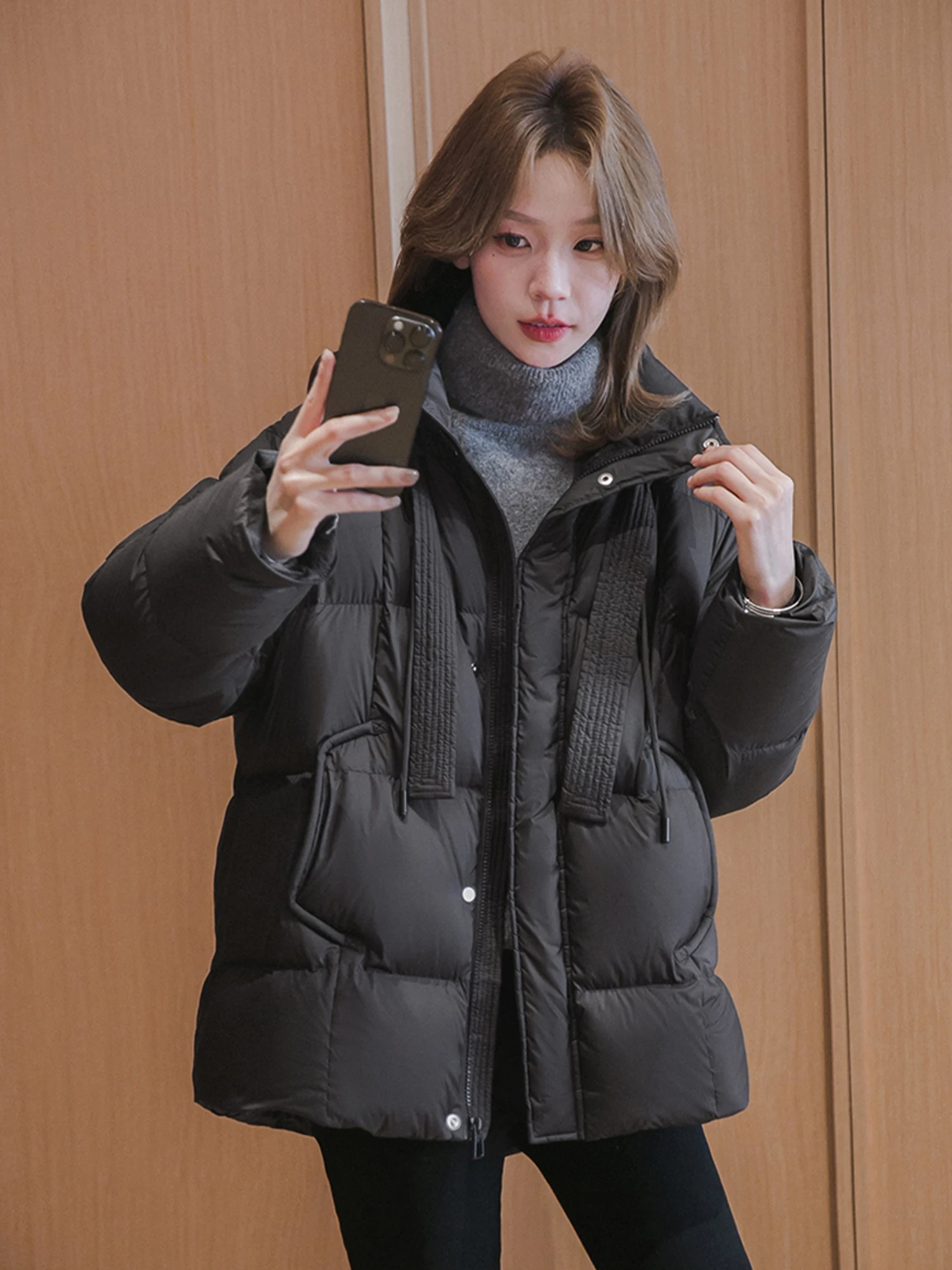XIAOGULI 2026 Winter -20°C Women Down Coat Hooded 90% Duck Down 136-170g Fill Loose Fit Thick Warm for Cold Winter Outerwear