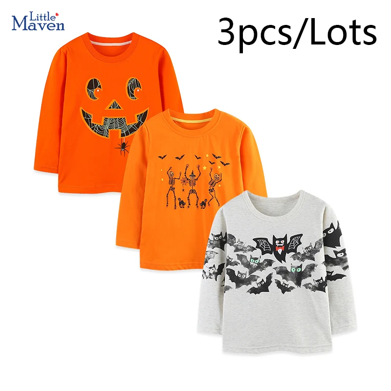 

Little maven 3PCS Long Sleeves T-shirt Spring Cartoon Halloween Baby Boys Autumn Casual Kids Clothes Tops Children's Clothing