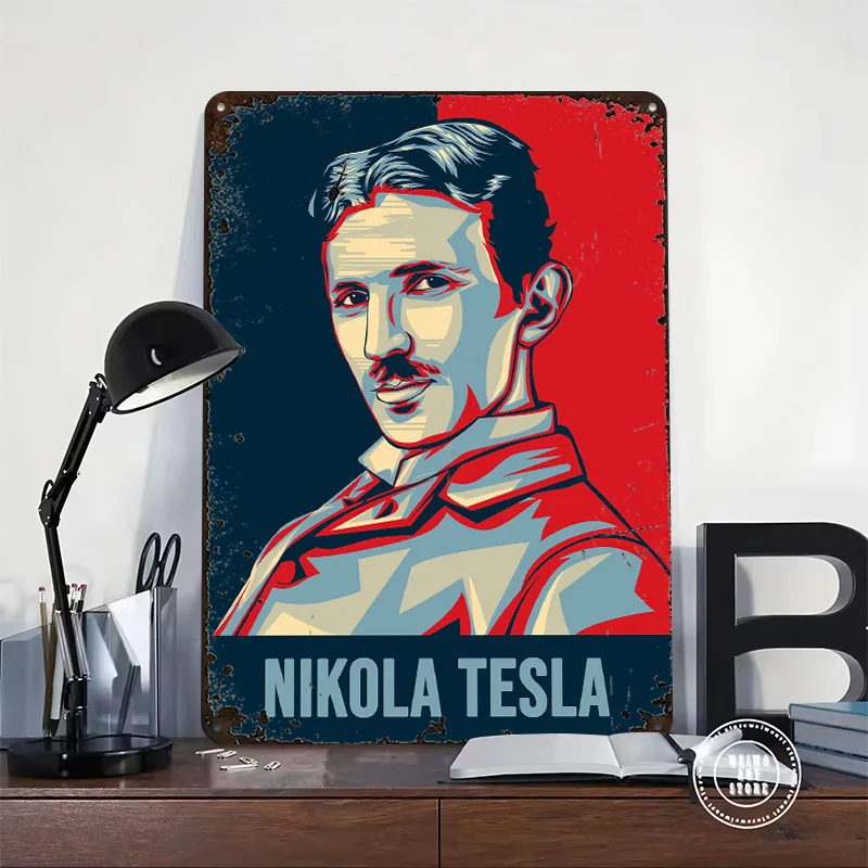 Nikola Tesla Hope Metal Poster Customized Wall Art Retro Vintage Metal Signs for Man Cave Decoration Home Decor Items Wand Deko
