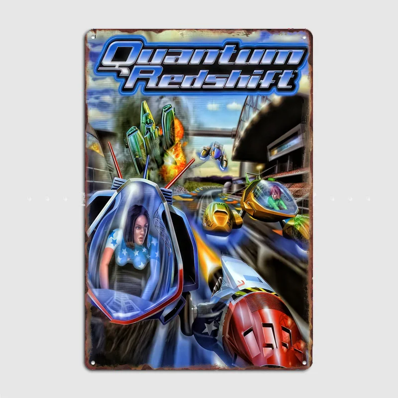 Quantum Redshift Video Game Cover Retro Poster Metal Posters Sign Indoor Outdoor Room Decoration Home Bar Decor Wall Decor