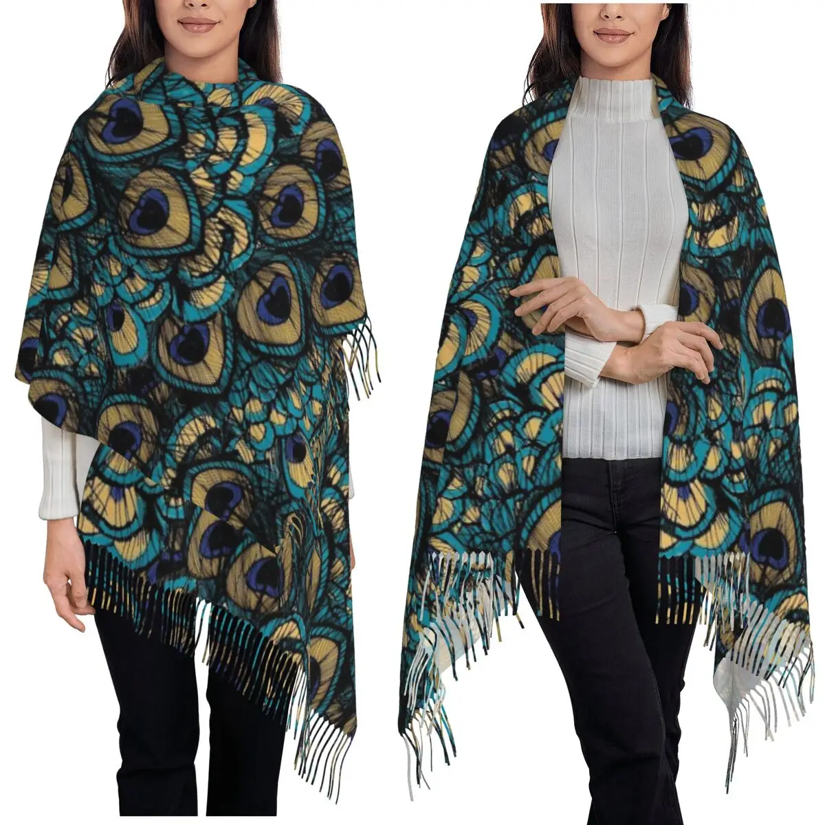 

Peacock Cute And Beautiful Feather Animal Scarf Tassel Scarves Women Soft Warm Shawls and Wraps Large Fall Winter Shawl Wrap