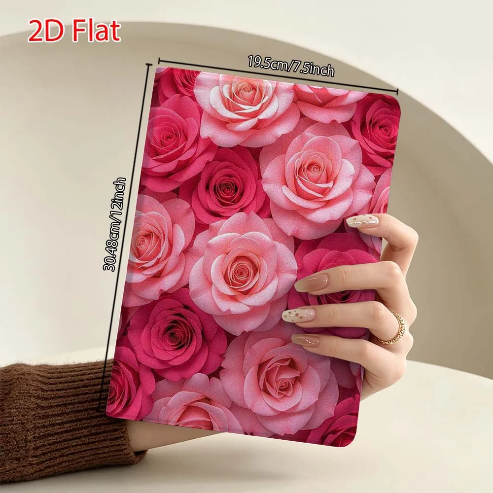 Pink rose pattern Soft For Samsung Galaxy Tab S11 S10 S9 S8 S7 S6 A9 A8 A11 Lite FE Plus Pen Tray Tablet Case 4
