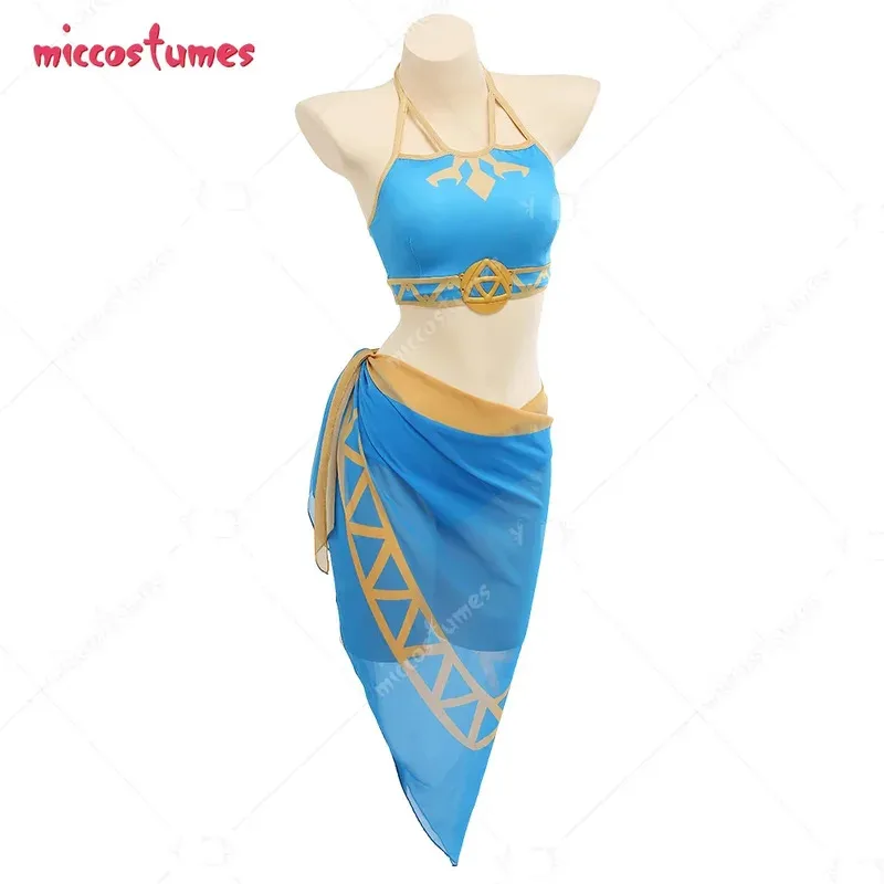 

CyHAIKYUU принцесса выгодное бикини с лямкой на шее и разрезом купальник наряд косплей купальник с вуалью