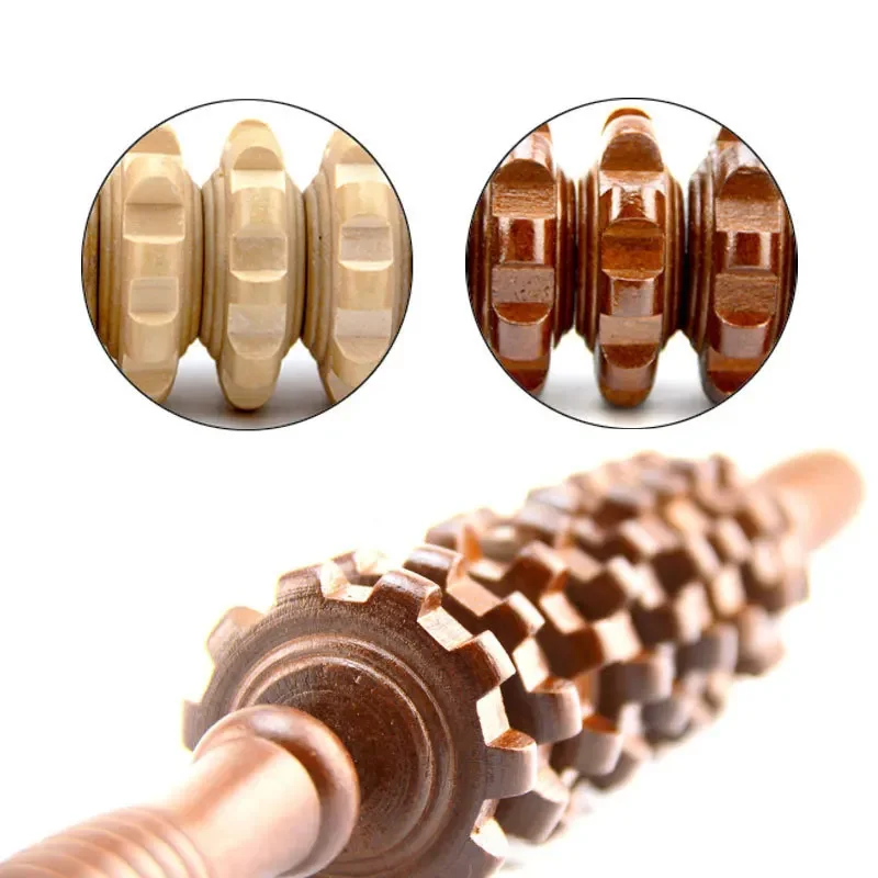 Wooden Exercise Roller Sport Injury Gym Body Back Leg, Trigger Point Muscle Trigger Point Reflexology, Anti Cellulite Massager