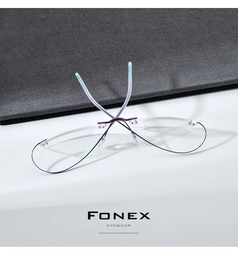 FONEX Randlose Titanbrille für Herren, Markendesign, rahmenlose Brillen für Damen, hochwertige, ultraleichte japanische Brillen 85707 – Detail 3