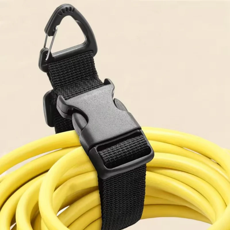 

Black Adjustable Extension Cord Organizer for Cables Wires Rope Hoses with Tri-Axle Buckle Lock for Home Garage Or Workshop