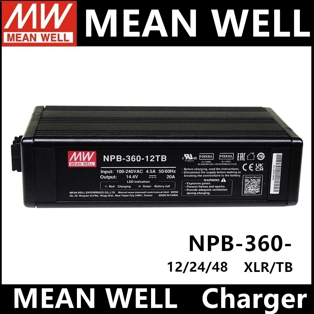 Imagem -03 - Mean Well Npb240 Npb360 Npb120-12 24 48tb Xlr Ad1 240w Carregador Compatível com Baterias de Chumbo-ácido e Li-ion ou Estágios