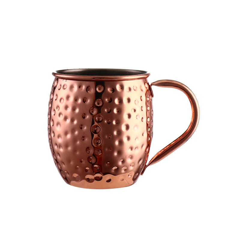 1pcs Moscow Mule Cup 550ML Sanding Copper Plating Cup 304 Stainless Steel Mug Metal Mug Cup Cocktail Glass Beer Steins Mug