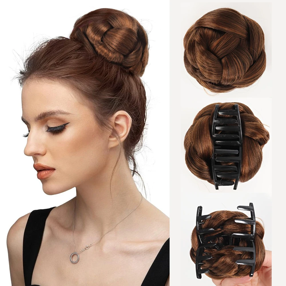Women's Curly Woven Claw Clip Synthetic Wig Natural Texture Flower Bud Wig Bunch