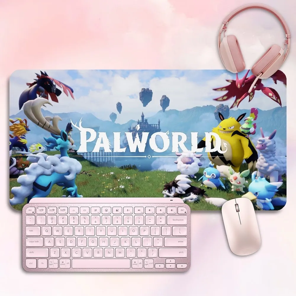 لوحة ماوس ممتدة من P-Palworld للكمبيوتر والكمبيوتر المحمول ، حصائر ماوس ممتدة ، لوحات مفاتيح مطاطية ، حصيرة طاولة