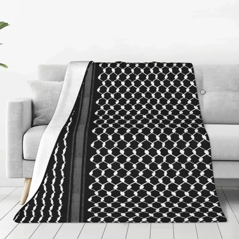 

SFG96Palestinian Traditional Hatta Kufiya Flannel Blanket Soft Palestine Folk Design Throw Blanket Winter Travel Outdoor Bed3Pn$