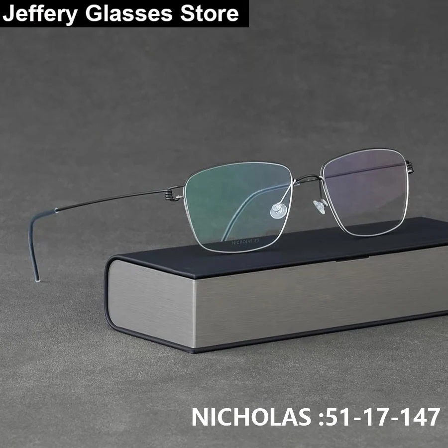 Denmark Air Titanium Square Glasses Frame NICHOLAS Men Women Screwless Ultralight Thin Rim Eyeglasses Gold Wire Eyewear Gafas