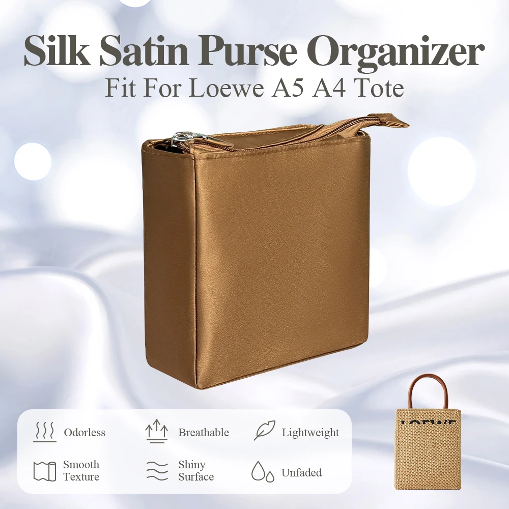 

Silk Satin Purse Organizer Insert Fit for Loewe A5 A4 Tote Handbag Tall Inner Liner Bag Inside Purse Storage Bag In Bag