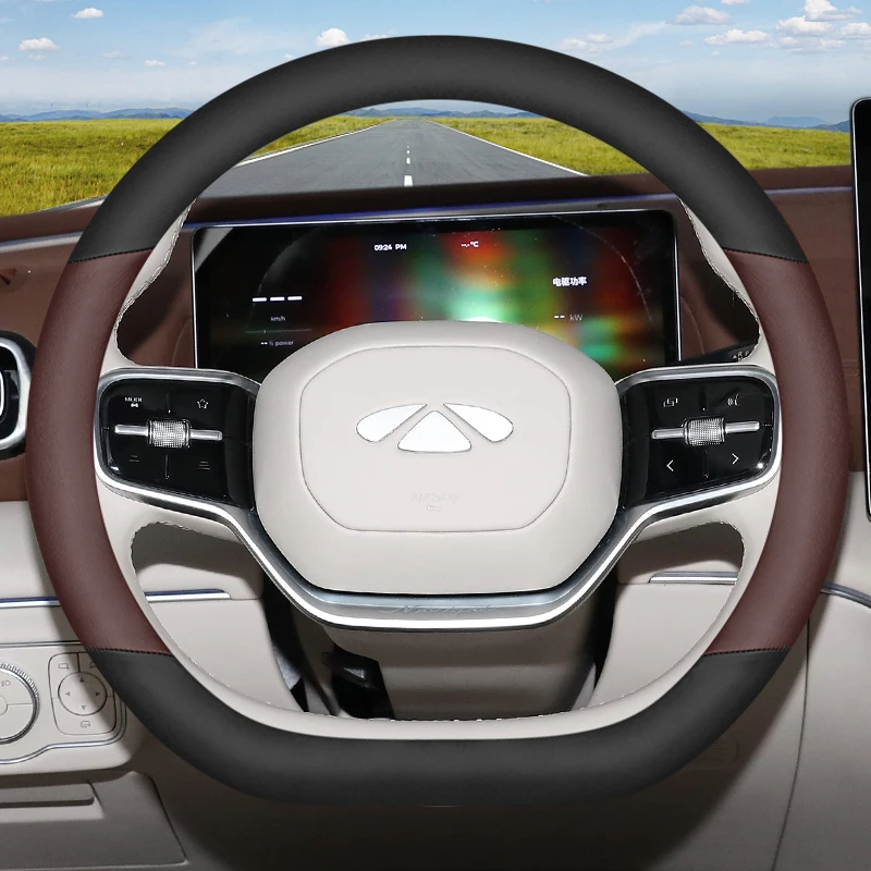 لشيري Fengyun A9L 2025 أغطية عجلة القيادة الجلدية عدم الانزلاق ومقاومة للاهتراء غطاء مقبض السيارة الملحقات الداخلية