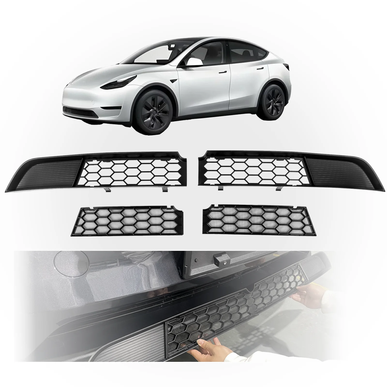

Grille Mesh Insert for Tesla Model Y Juniper 2025 2026 Insect Protection ABS Detachable Front Grille Mesh Inserts