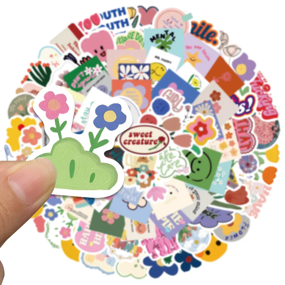 90PCS Cute Smile Flower Stickers Cartoon Motivational Stickers for School Teacher Kids Student Stationery Stickers Kids Toys