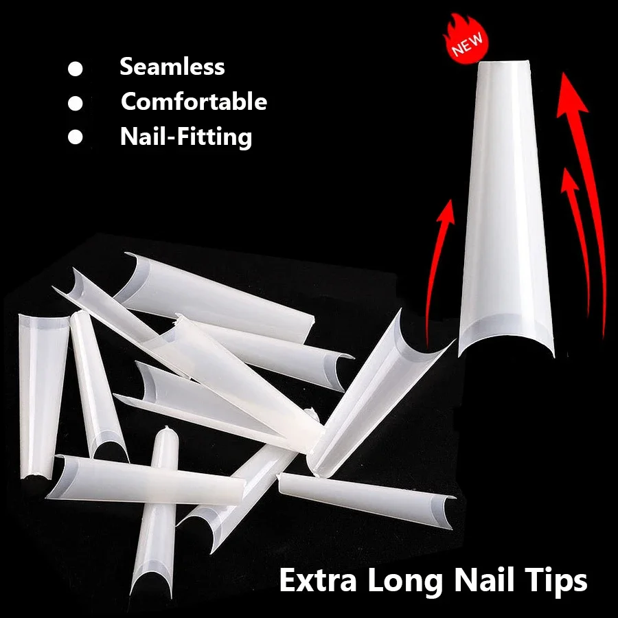 504 puntas francesas extralargas, uñas postizas sin costuras, puntas de uñas postizas para extensión de gel UV acrílico