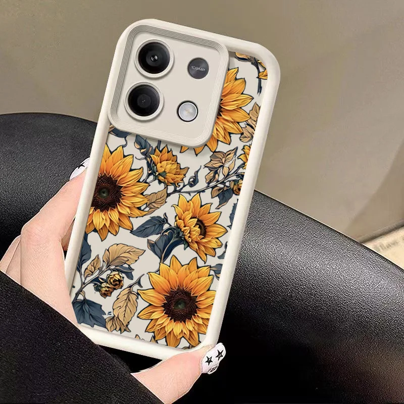 Sunflower Pattern Matte Phone Case for Xiaomi Redmi Note 14 13 12 11 Pro Plus 4G 5G 12S 11S 10S 10 Redmi 13C 14C Cover Fundas image 4