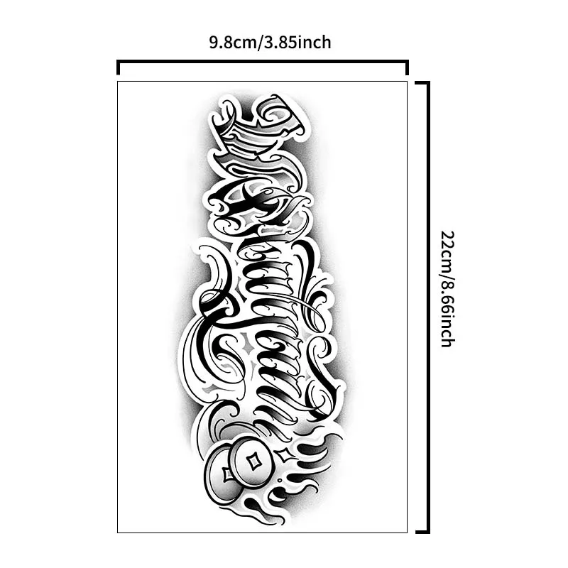 1pc Black round body waterproof temporary tattoo sticker, lasting 1-2 weeks, simulates semi-permanent fake tattoo