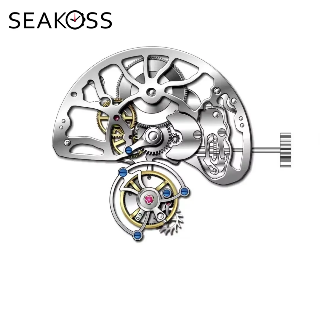 

Оригинальный механизм SEAKOSS Tourbillon 28800 вибраций/час, скелетонизированный, механический, с ручным заводом, подходит для установки в мужские часы с турбийоном