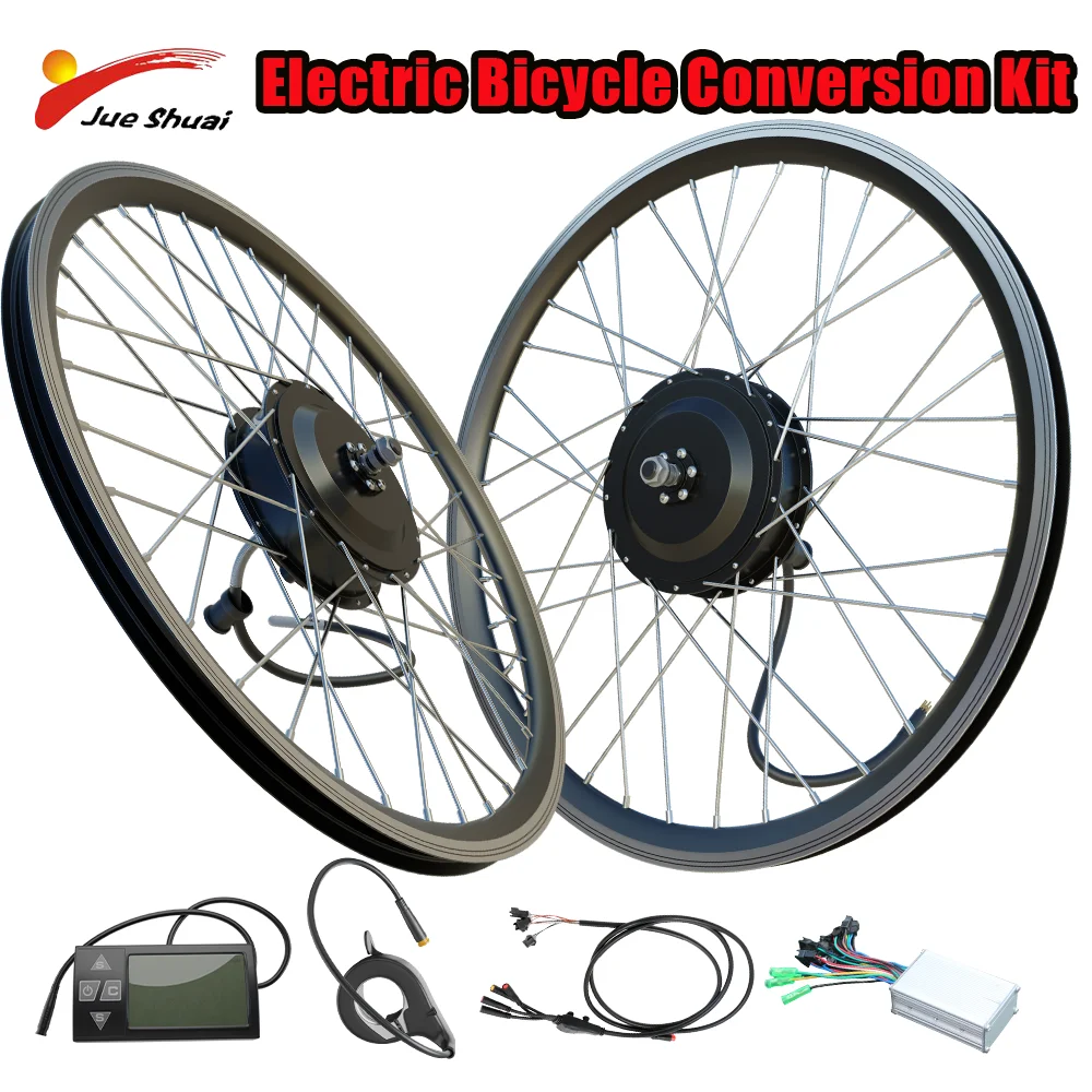 36V 48V 250W 350W 500W Ebike Conversion Kit with LCD Display Electric Bicycle Hub Drive 20’’ 24’’ 26’’ 27.5’’ 700C No Battery