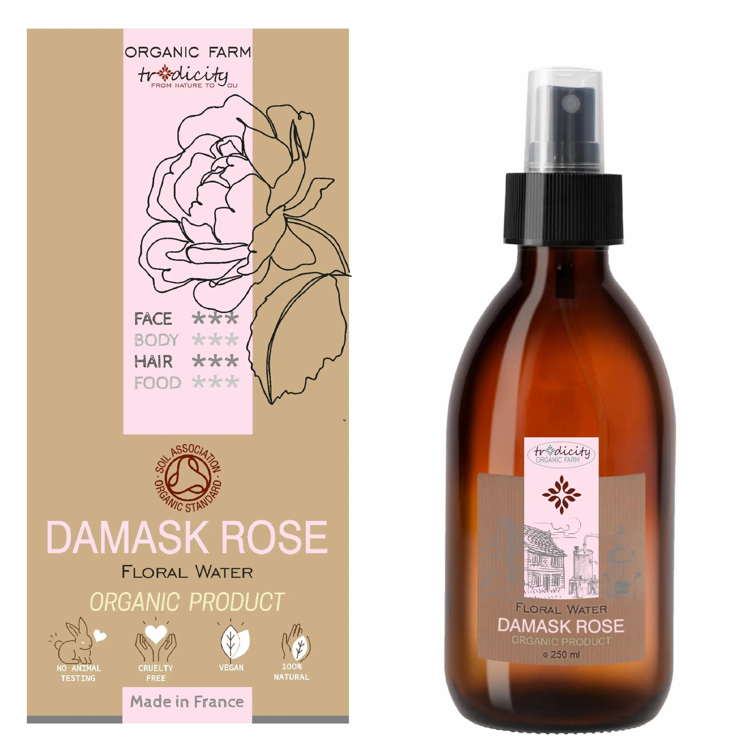 Agua de Rosas Orgánica – Hidrolato 100% Puro y Natural  | Tónico Facial, Hidratante y Antienvejecimiento - Tradicity Organic Farm
