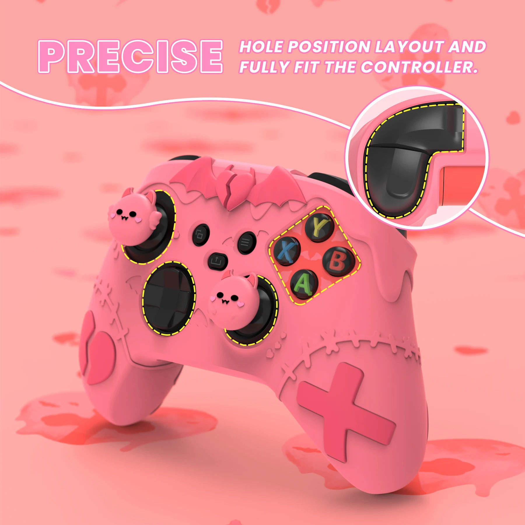 غطاء حماية من السيليكون اللطيف من PlayVital لوحدة تحكم Xbox Series X & S (وحدة تحكم Xbox Core اللاسلكية) - Gothic Imp Peach Pink