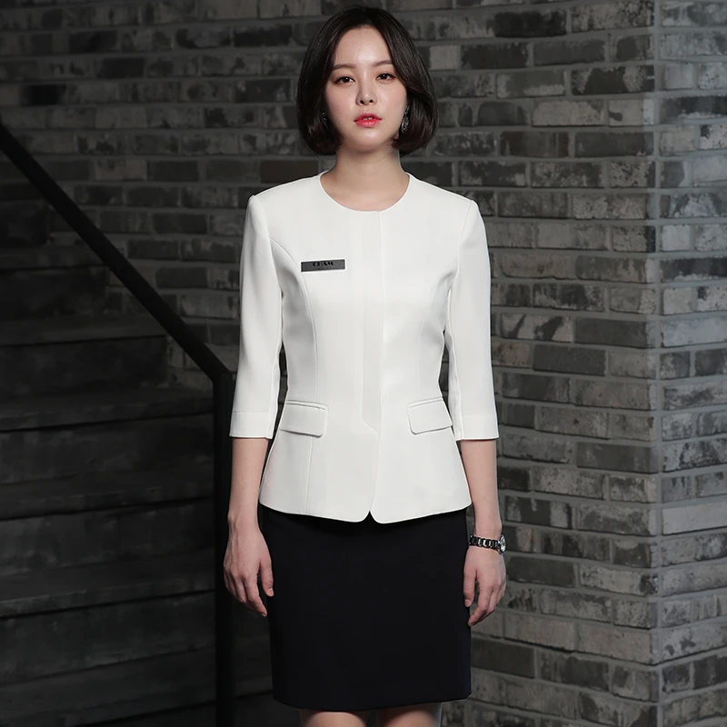 

Korean Style High End Beauty Body Care Nurse Work Uniform Medical Front Desk Sales Guide Professional Clothing Polyester Skir...