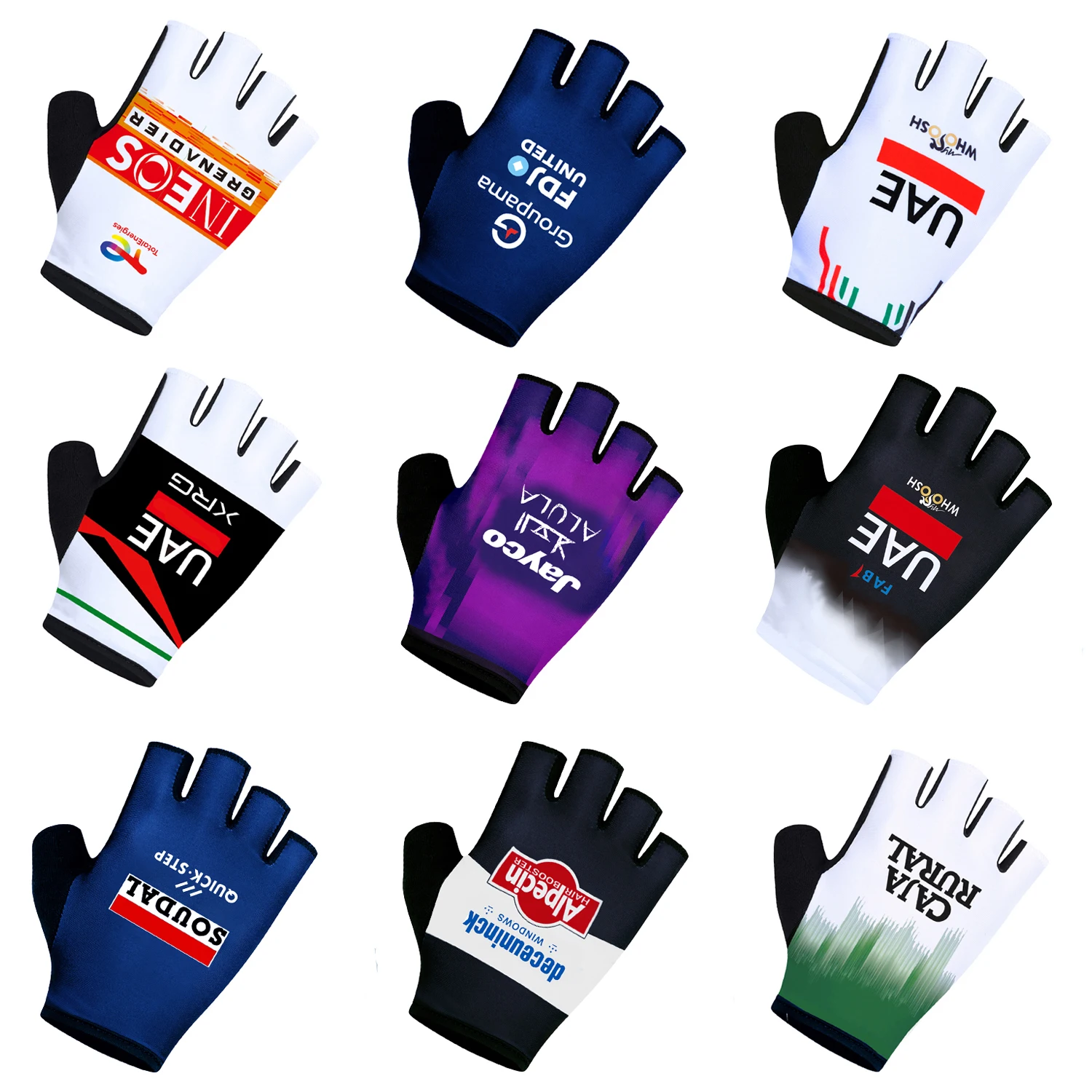 Gants de cyclisme 2026 Équipe EAU FDJ Demi-doigts Hommes Femmes Ropa ALPECIN Gants de vélo Course Fitness Gym Cyclisme