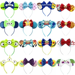 Disney Anime Toy Story Hari Band Girl  Alien Hairband Kid Festival Bow Headwear Women Woody Buzz Lightyear Ears Hair Accessories