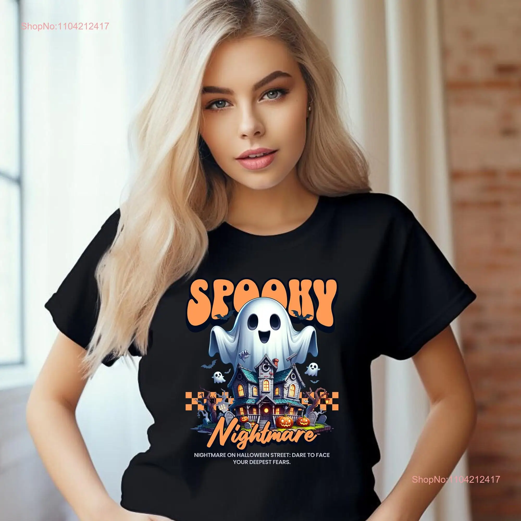 T Shirt Spooky Nightmare Halloween Ghost House Haunted Cute cl othing c lothes clot hes othes long or short sleeves