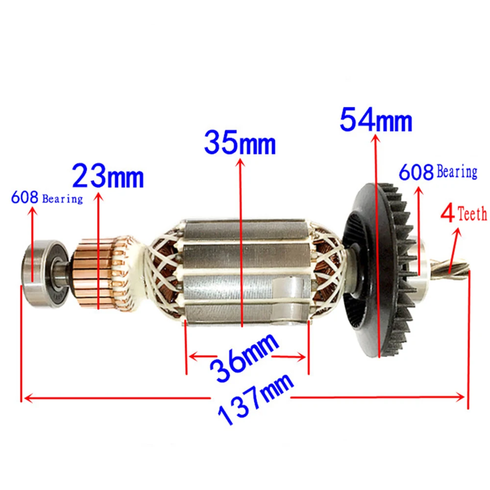 AC220-240V 4Teeth Drive Shaft Electric Hammer Armature Rotor Stator For Bosch GBM13RE GSB13RE GBM13 GBM10RE GSB10RE