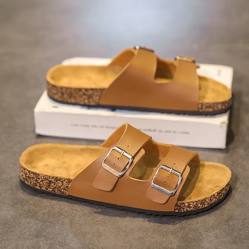 Sandalias de plataforma con hebilla para hombre, zapatos antideslizantes informales para exteriores, zapatillas de playa de talla grande, Verano