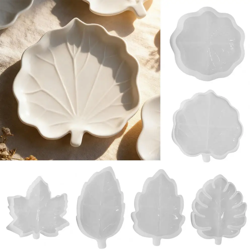 DIY Gypsum Form Leaf Coaster Silicone Mold Geometric Leaves Mould Handmade Storage Tray Desktop Decor Molds