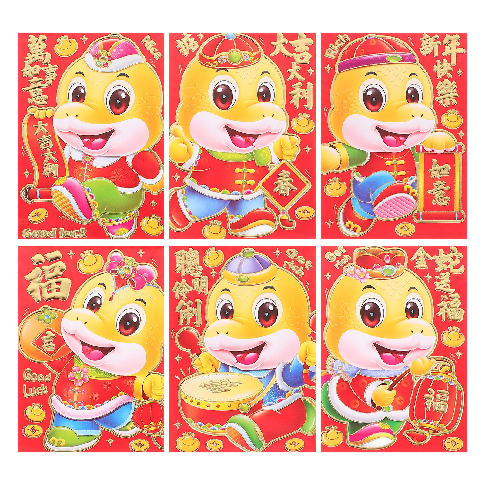

60Pcs Chinese Red Envelopes 2025 Snake Year Lucky Money Packets Red Packets for Spring Festival Wedding New Year Money Envelopes