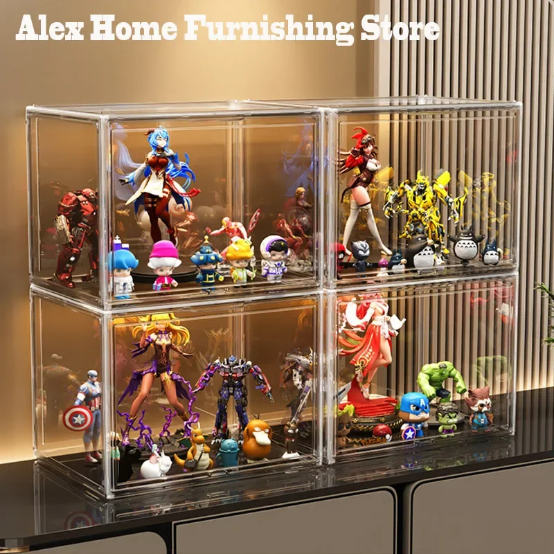 Transparent Display Box Motorcycle Helmet Display Cabinet Dust-proof Collection Storage Box for Lego Model Figure Cabinet Toy