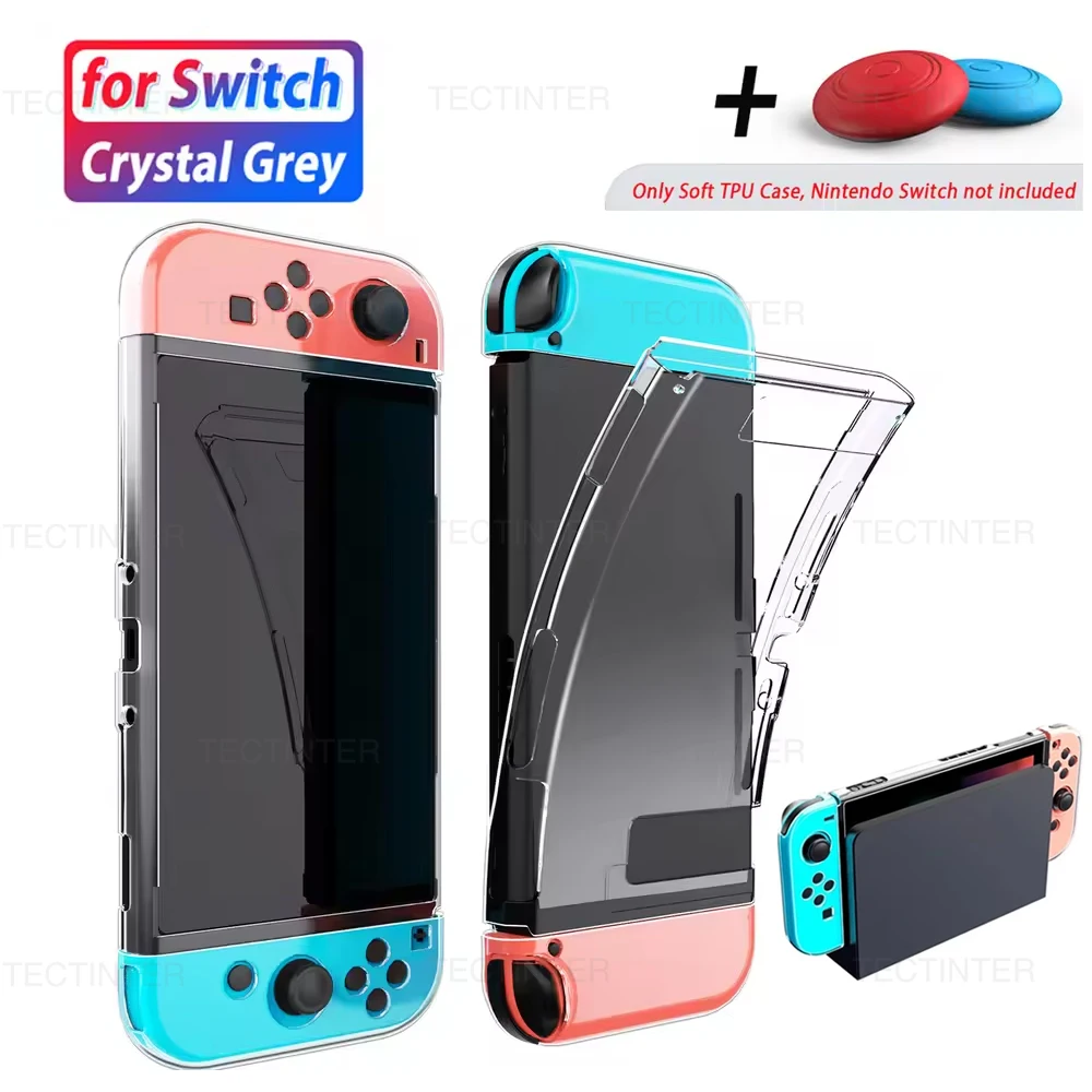 3 in 1 TPU Transparent Protective Case for Nintendo Switch Joystick Cover Shell Frame Protector for Switch Accessories