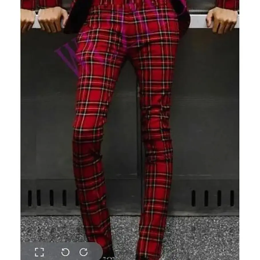 Fashionable and Handsome High Quality Checkered Pants Single Piece Male Formal Trousers