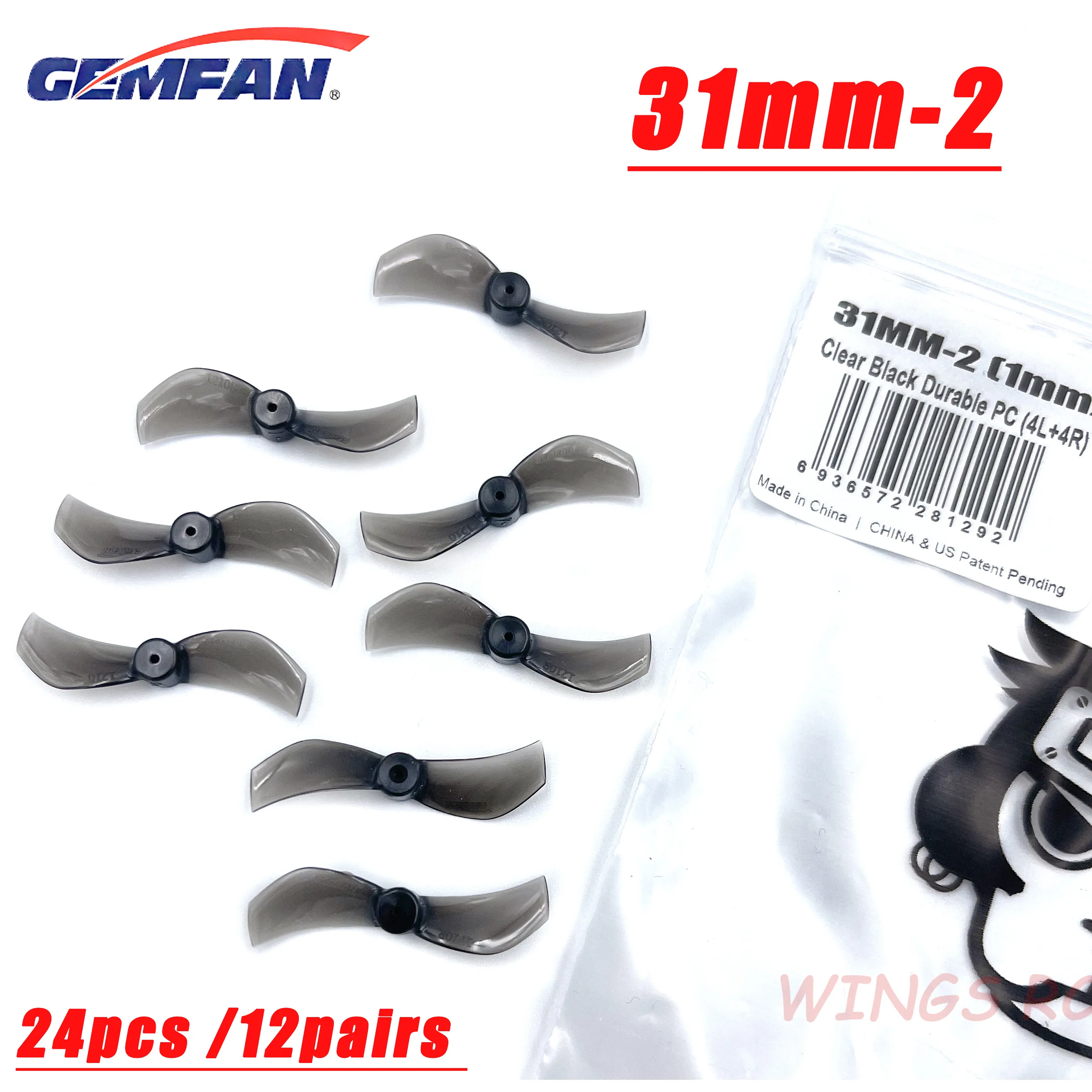 24pcs/12pairs Gemfan 1210 31mm 2-Blade PC Propeller 0802 motor For RC FPV Freestyle Tinywhoop Micro Drones DIY Parts