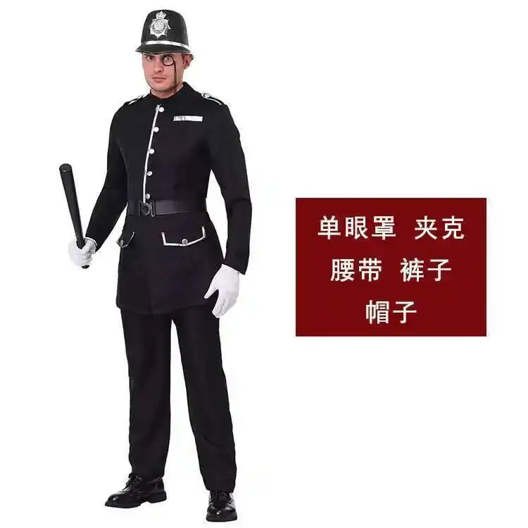 

Children's Halloween Cos Day Cosplay Theme Party Stage Performance Perform Adult Children Britain Police Police Uniform Fiesta